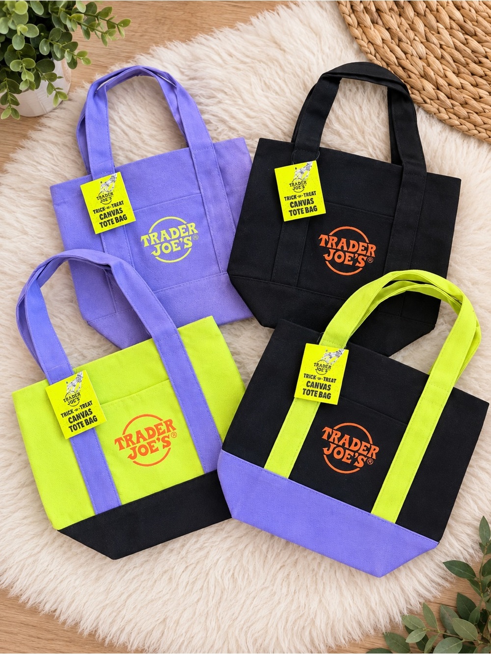 Set of 4 Trader Joe’s Halloween Canvas Tote bags